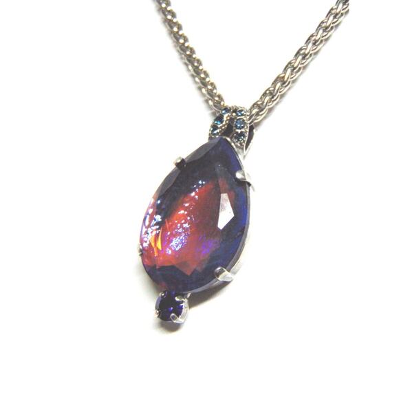 NEW Mariana Swarovski NECKLACE Dichroic Purple Amethyst 30" Silver Chain - Picture 1 of 10